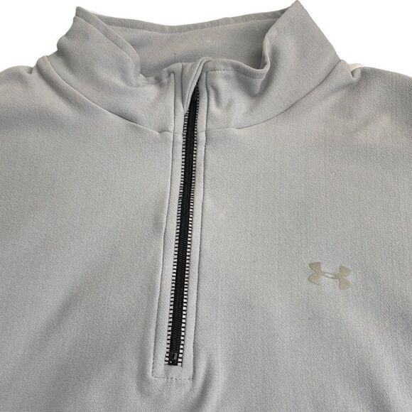 Under Armour 1/2 Zip Mock Turtle Long Sleeve Light Dry-Fit Sweatshirt Gray Blue - Picture 3 of 8